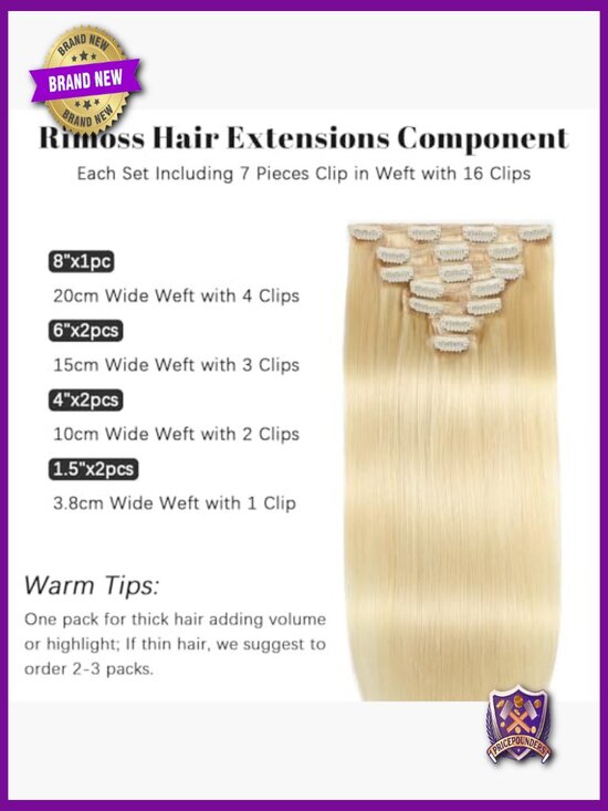 Clip in Hair Extensions Real Human Hair - 130g 14 inch 7pcs Straight Premium